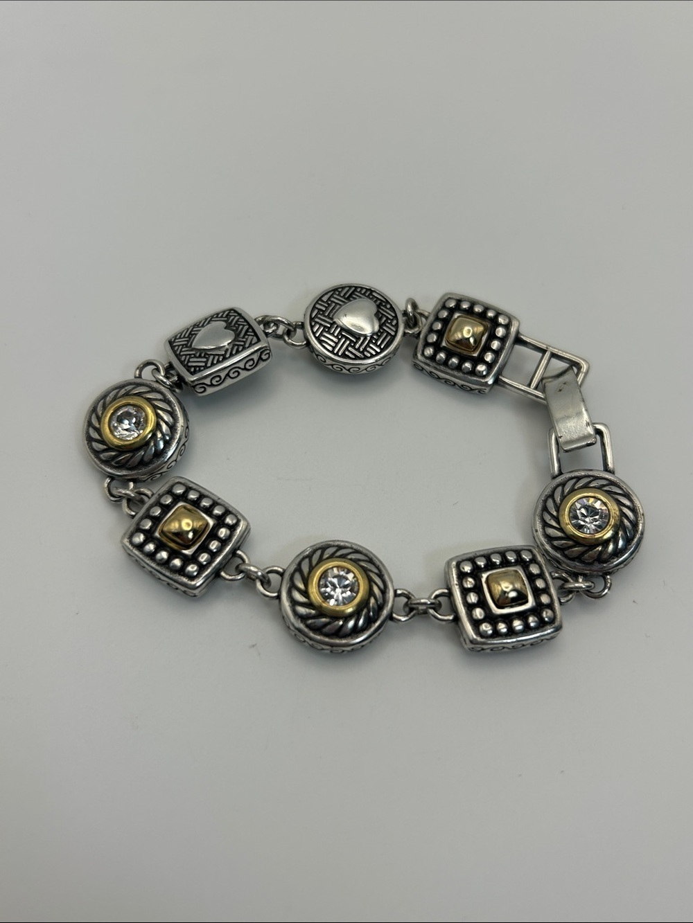 Brighton Heiress Bracelet Two-tone Silver Gold Plated 8" Adjustable - Picture 4 of 12
